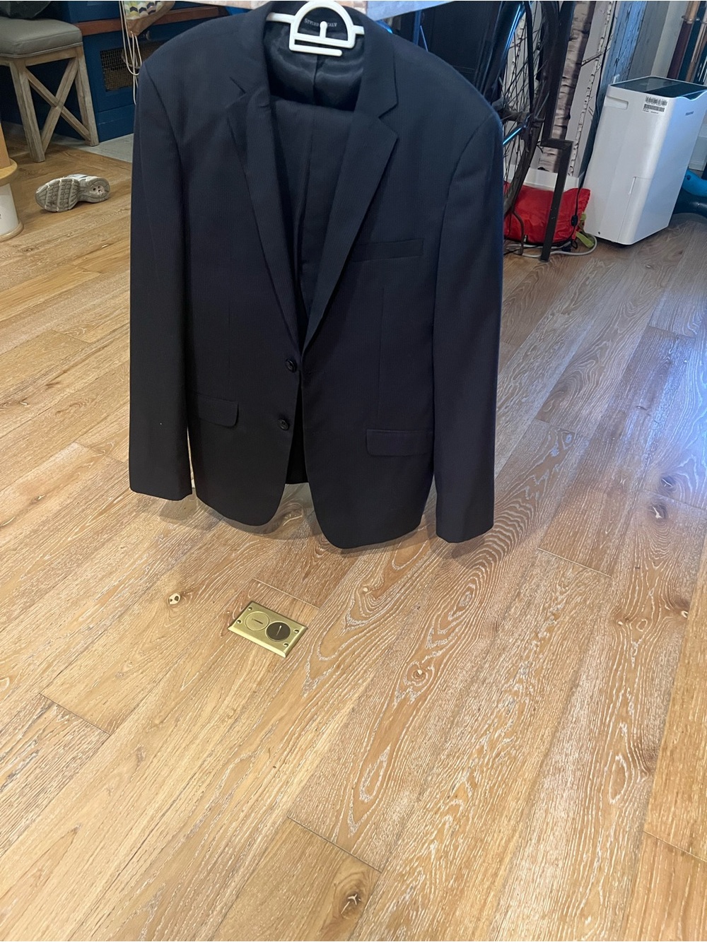 Men's Brown Pinstripe Two-Button Suit Blazer and Pants